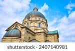 Aerial View of Basilica St Josaphat Dome with Golden Cross, Milwaukee