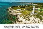 Aerial view of Bathurst Lighthouse in Rottnest Island, Australia.