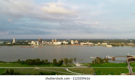 An Aerial View Of The Baton Rouge Skyline At Port Allen.