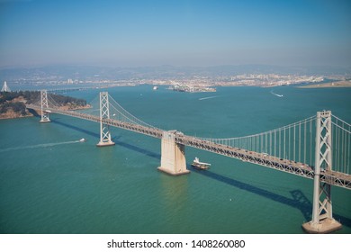 Aerial View Of Bay Bridge In San Francisco.