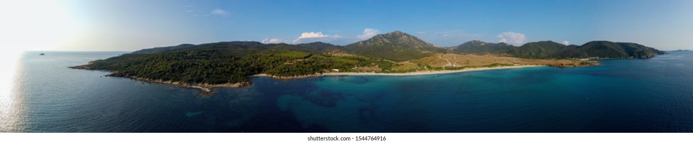 Aerial view of a beach in Corsica