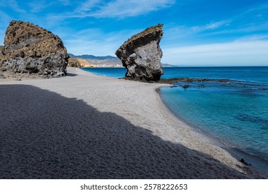 Vista Aéreas de la playa de los muertos, Almería, Andalucía, España