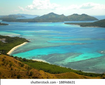 Aerial View Of Beach Paradise, Fiji Islands.