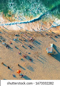 Aerial View Of The Beach In Santa Monica, CA