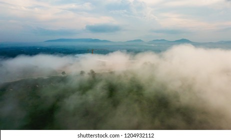 Aerial View  Beautiful 4K Timelapse Misty Float Through The Mountains.