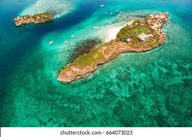 Aerial View Of Beautiful Bay In Tropical Island Crocodile. Boracay, Philippines.