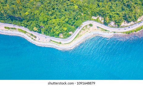 Aerial view of  Beautiful beach road  - Powered by Shutterstock