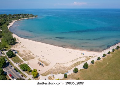 Aerial View Of Beautiful Beach In Sheboygan WI