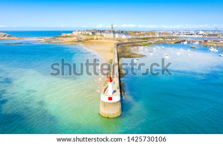 Aerial view of the beautiful city of Privateers - Saint Malo in Brittany, France