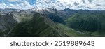 Aerial view of beautiful high altitude forest mountain landscape