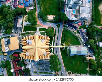 Aerial View Of Beautiful Kuching Town In The Morning.