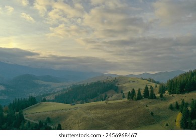 Aerial view of beautiful mountain landscape on cloudy day - Powered by Shutterstock