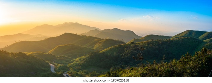 Aerial View Of Beautiful Natural Scenery Mountain In Thailand