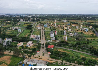 Aerial View Of Beautiful Suburban Bengaluru Plots