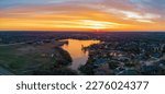 Aerial view of the beautiful sunrise landscape over Edmond area at Oklahoma