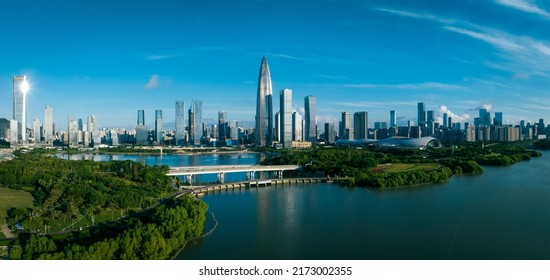 Aerial view of beautiful tropical city landscape in shenhzen city, China - Shutterstock ID 2173002355