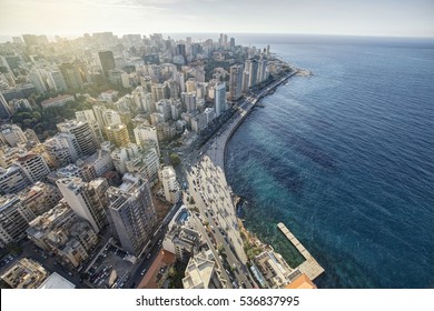 Aerial View Of Beirut Lebanon, City Of Beirut, Beirut City Scape 