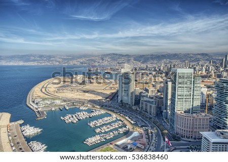 Aerial View of Beirut Lebanon, City of Beirut, Beirut city scape 