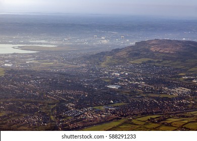 Aerial view of Belfast area. Belfast, Northern Ireland, United Kingdom.
