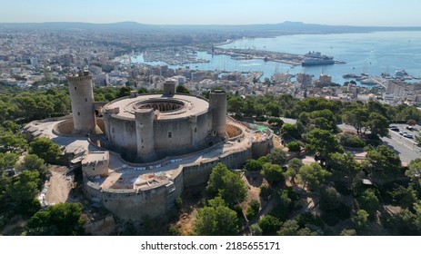 Aerial view of Bellver castle - Palma de Mallorca, Balearic Islands, Spain - Shutterstock ID 2185655171
