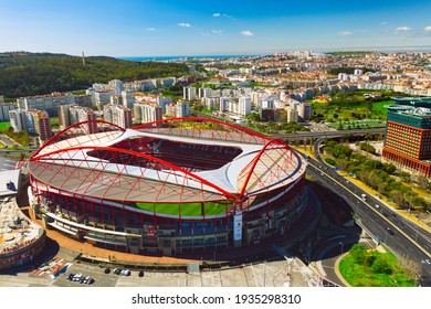 Aerial View Of The Benfica Stadium. Estadio Da Luz. Football Stadium In Lisbon, Portugal. 10.03.2021