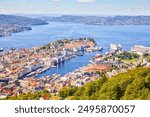 Aerial view of Bergen city, Norway