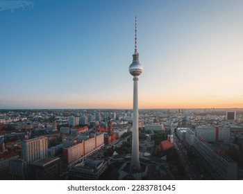 Aerial view of Berlin with Berlin Television Tower (Fernsehturm) - Berlin, Germany - Powered by Shutterstock