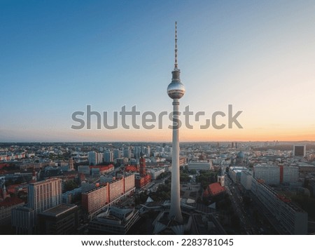 Aerial view of Berlin with Berlin Television Tower (Fernsehturm) - Berlin, Germany