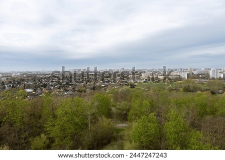 Aerial view of the Berlin-Marzahn district from the observation tower. View of Berlin-Marzahn.