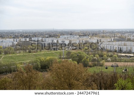 Aerial view of the Berlin-Marzahn district from the observation tower. View of Berlin-Marzahn.