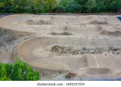 Aerial View Of A Bike Pump Track