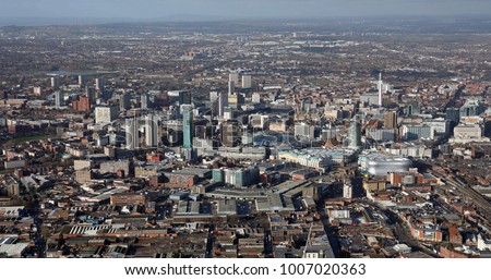 aerial view of Birmingham city centre skyline, UK