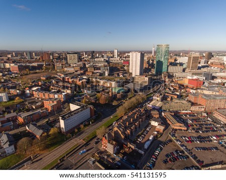 Aerial view of Birmingham city centre, UK.