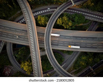Aerial view of Birmingham UK Spaghetti Junction  - Shutterstock ID 2180052805