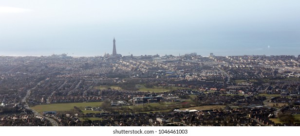 Aerial View Of The Blackpool Skyline With Tower, England