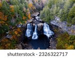An aerial view of Blackwater Falls in a forest, Davis, West Virginia, United States