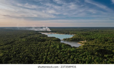 An aerial view of Blue hole in the New Jersey Pine Barrens