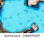 Aerial view of the Blue Lagoon in Iceland, the most famous and popular SPA destination in the country.