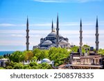 Aerial view of Blue Mosque or Sultanahmet Mosque in Istanbul, Turkiye.