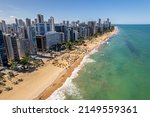 Aerial view of "Boa Viagem" beach in Recife, capital of Pernambuco, Brazil.