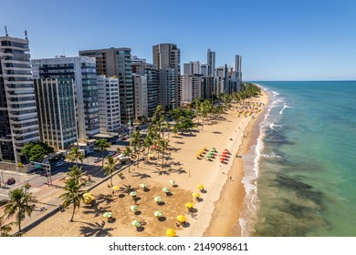 Aerial view of "Boa Viagem" beach in Recife, capital of Pernambuco, Brazil. - Shutterstock ID 2149098611