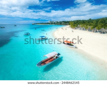 Similar – Image, Stock Photo Tropical harbor bay in evening. Golden hour in lagoon in Philippines, Palawan, El Nido. Sunset on beach. Tranquil scenic sundown above mountains islands on horizon