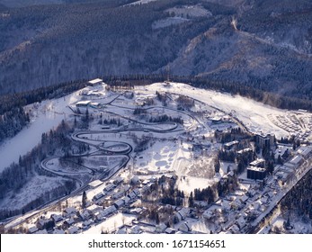 Aerial View Of The Bobsleigh Run In Winterberg Sauerland In Winter