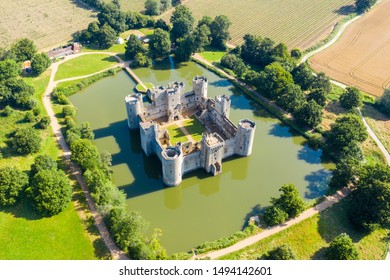 Aerial View Of Bodiam Castle, Kent With The Moat