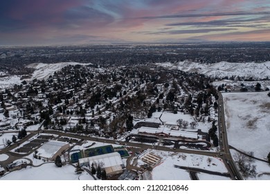 Aerial View Of Boise, Idaho In The Winter