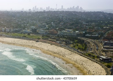 Aerial View Of Bondi Beach And Sydney, Australia Beyond