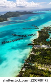 Aerial View Of Bora Bora French Polynesia An Atoll In The Pacific Ocean Luxury Vacation Island Tropical Resort Travel Tourism South Pacific