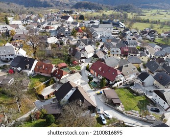 Aerial View Of Bovec Settlement In The Soča Valley, Slovenia, EU