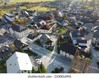 Aerial View Of Bovec Settlement In The Soča Valley, Slovenia, EU