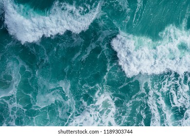 Aerial View Of A Breaking Wave In The Atlantic Ocean